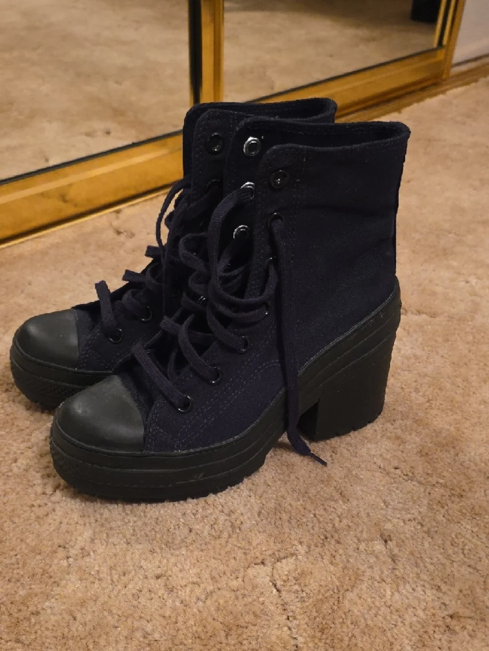 Converse Women's Platform High-Top Boots in Dark Navy - Picture 3 of 7